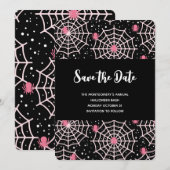 Halloween Spinnenwebben & Spinnen Patroon Save The Date (Voorkant / Achterkant)