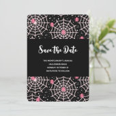 Halloween Spinnenwebben & Spinnen Patroon Save The Date (Staand voorkant)
