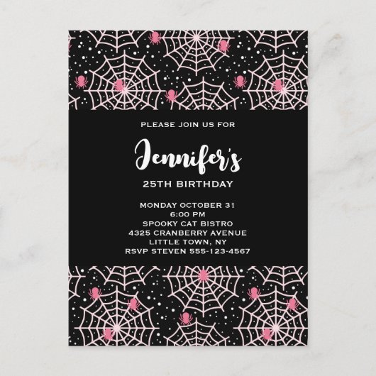 Halloween Spinnenwebben & Spinnen Patroon Uitnodiging Briefkaart (Voorkant)