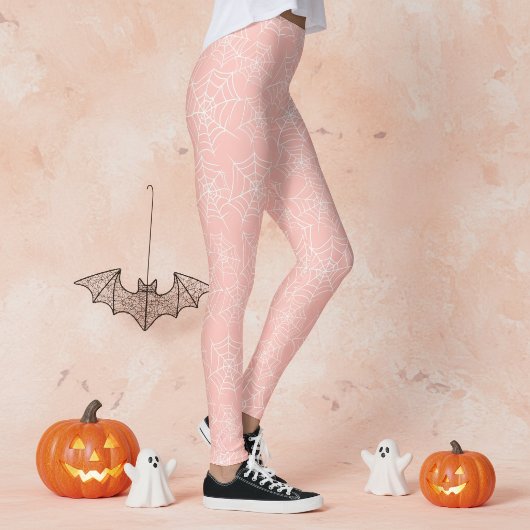 Halloween Spinneweb Patroon Roze Wit ID1328 Leggings