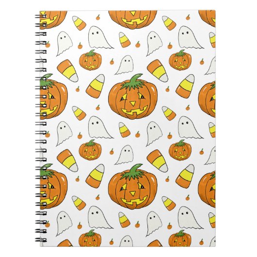 Halloween Spiral Notebook – Ghosts & Candy Corn Notitieboek (Voorkant)