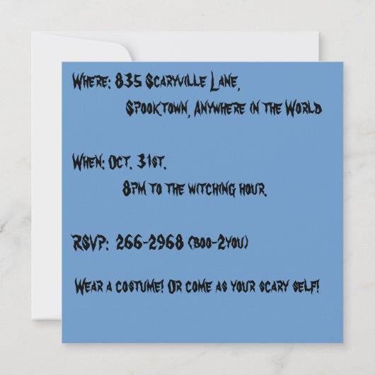  Halloween Spirit Invite Kaart (Achterkant)