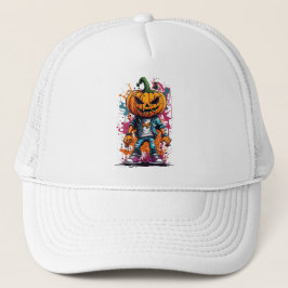 Halloween splash kleur pompoen trucker pet