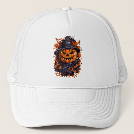 Halloween splash kleur pompoen trucker pet (Voorkant)