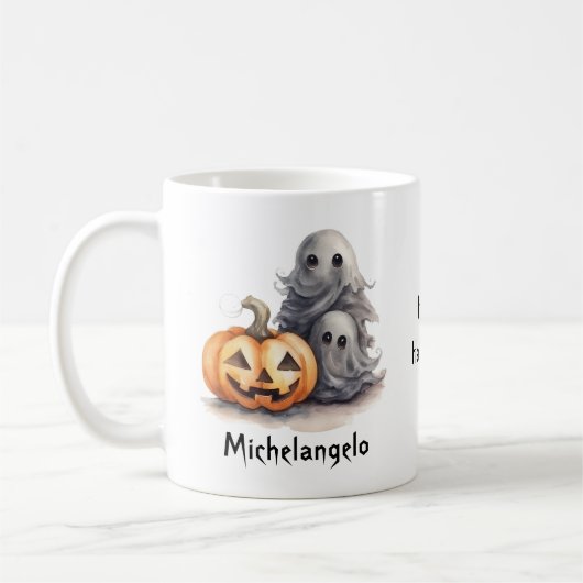 Halloween-spoken en Jack-o-Lantern personaliseren Koffiemok (Links)