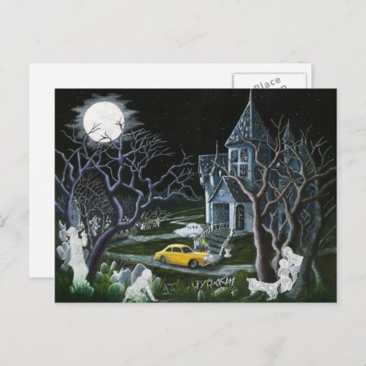 Halloween, spoken, haunted, huis, mansie briefkaart (Voorkant / Achterkant)