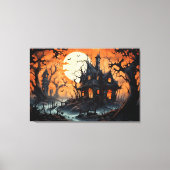 Halloween Spoken Huis bij Amber Schemering Canvas Afdruk (Voorkant)
