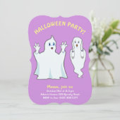 Halloween-spoken in Paars Uitnodiging (Staand voorkant)