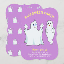 Halloween-spoken in Paars Uitnodiging