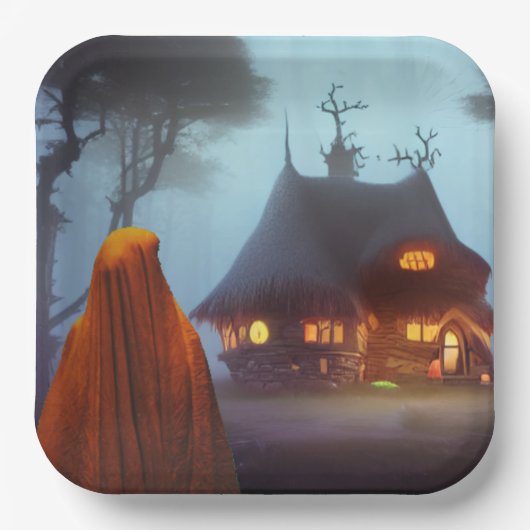 Halloween Spokenbeeld Papieren Bordje (Voorkant)