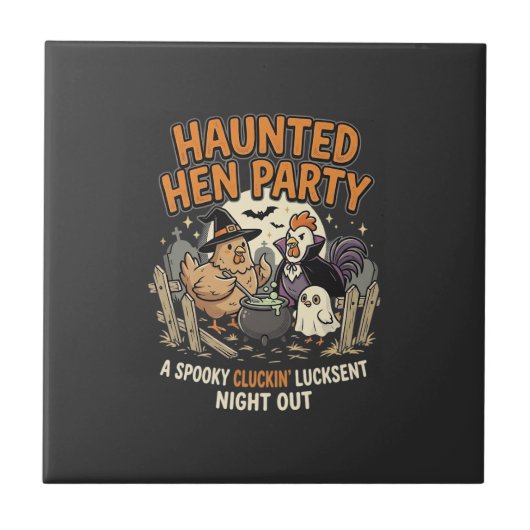 Halloween Spokenfeest voor Kippen Tegeltje (Voorkant)