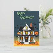 Halloween Spokenhuis Feest Kaart (Staand voorkant)