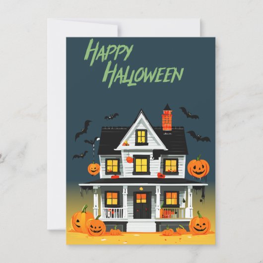 Halloween Spokenhuis Feest Kaart (Voorkant)