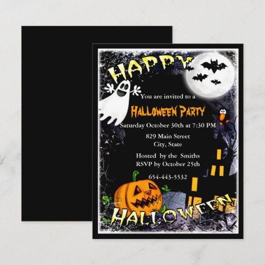 Halloween Spokenhuis Feest Uitnodiging (Voorkant / Achterkant)