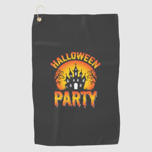 Halloween Spokenhuis Feest Vector Golfhanddoek (Voorkant)