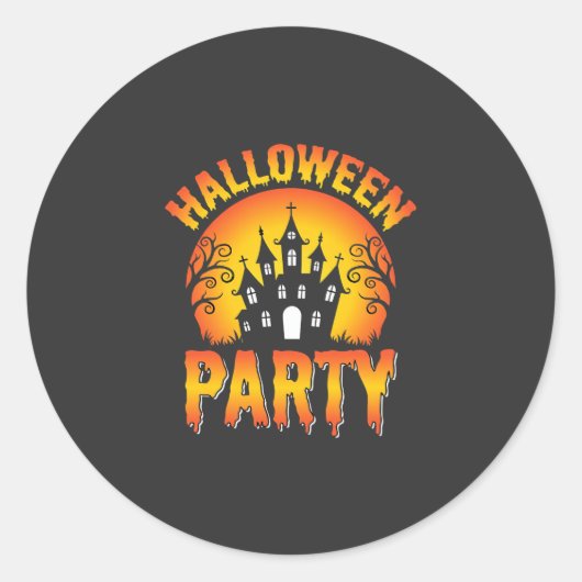 Halloween Spokenhuis Feest Vector Ronde Sticker (Voorkant)