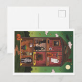 Halloween Spokenhuis Interieur Illustratie Briefkaart (Voorkant / Achterkant)