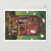 Halloween Spokenhuis Interieur Illustratie