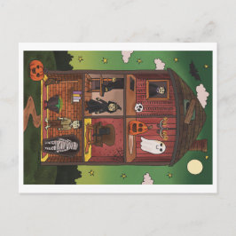 Halloween Spokenhuis Interieur Illustratie Briefkaart