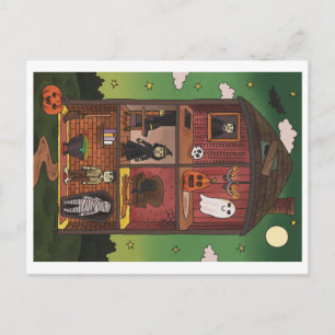 Halloween Spokenhuis Interieur Illustratie Briefkaart