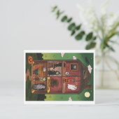 Halloween Spokenhuis Interieur Illustratie Briefkaart (Staand voorkant)