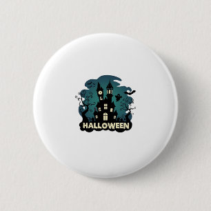 Halloween Spokenhuis Klokkentoren Vleermuizen Gees Ronde Button 5,7 Cm