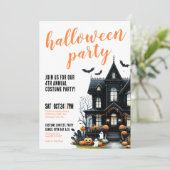 Halloween Spokenhuis Kostuumfeest Kaart (Staand voorkant)