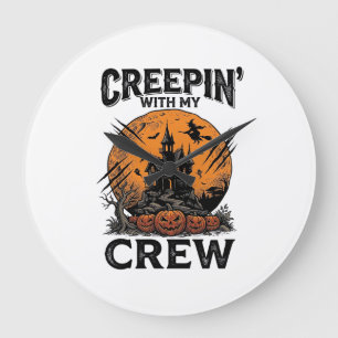 Halloween Spokenhuis Kruipen Met Mijn Bemanning T- Grote Klok