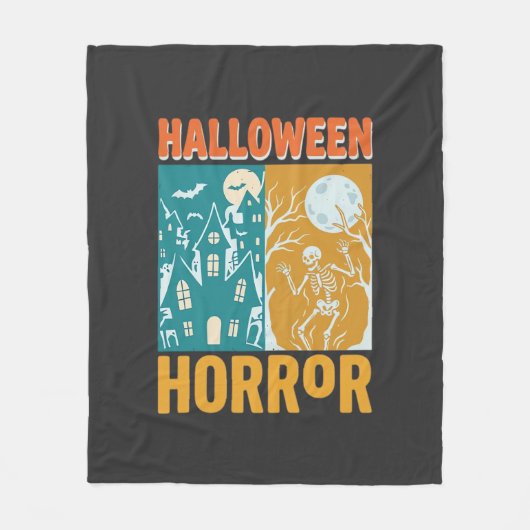 Halloween Spokenhuis Maan Skelet Ontwerp_1 Fleece Deken (Voorkant)