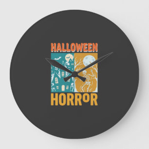 Halloween Spokenhuis Maan Skelet Ontwerp_1 Grote Klok