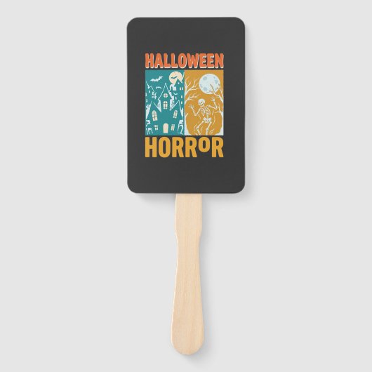 Halloween Spokenhuis Maan Skelet Ontwerp_1 Handwaaier (Voorkant)