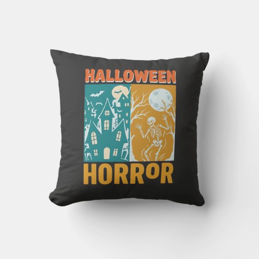 Halloween Spokenhuis Maan Skelet Ontwerp_1 Kussen (Voorkant)