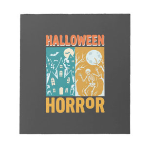 Halloween Spokenhuis Maan Skelet Ontwerp_1 Notitieblok