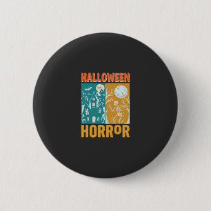 Halloween Spokenhuis Maan Skelet Ontwerp_1 Ronde Button 5,7 Cm