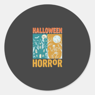 Halloween Spokenhuis Maan Skelet Ontwerp_1 Ronde Sticker