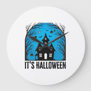 Halloween Spokenhuis Maan Vintage Gravure Des Grote Klok