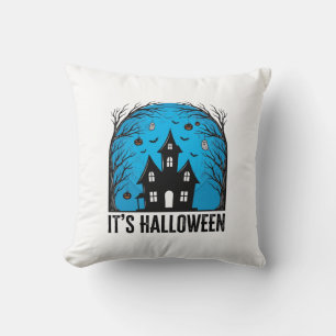 Halloween Spokenhuis Maan Vintage Gravure Des Kussen