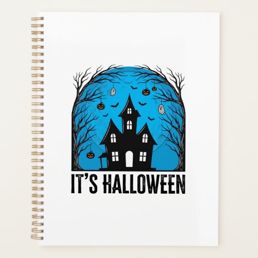 Halloween Spokenhuis Maan Vintage Gravure Des Planner (Voorkant)