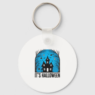 Halloween Spokenhuis Maan Vintage Gravure Des Sleutelhanger
