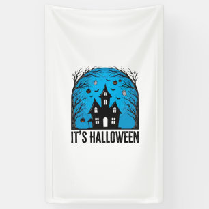 Halloween Spokenhuis Maan Vintage Gravure Des Spandoek