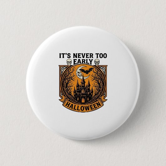 Halloween Spokenhuis Maan Vleermuis_1 Ronde Button 5,7 Cm (Voorkant)