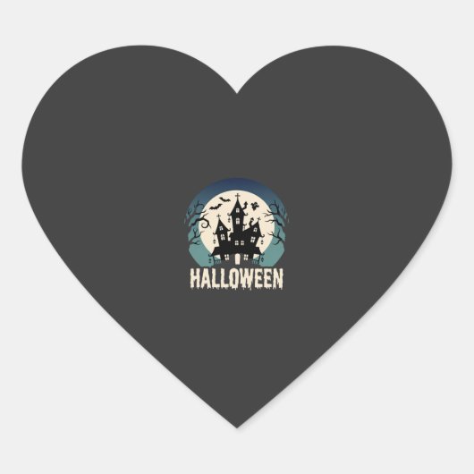 Halloween Spokenhuis Maans Vector Hart Sticker (Voorkant)