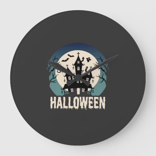 Halloween Spokenhuis Maanslicht Vector Grote Klok (Voorkant)