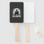 Halloween Spokenhuis Maanslicht Vector Handwaaier (Voorkant en achterkant)
