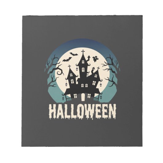 Halloween Spokenhuis Maanslicht Vector Notitieblok (Voorkant)