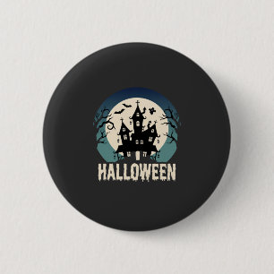 Halloween Spokenhuis Maanslicht Vector Ronde Button 5,7 Cm