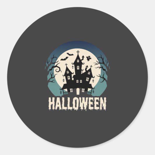 Halloween Spokenhuis Maanslicht Vector Ronde Sticker (Voorkant)