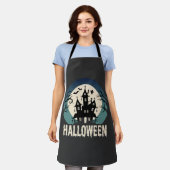 Halloween Spokenhuis Maanslicht Vector Schort (Gedragen)