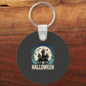 Halloween Spokenhuis Maanslicht Vector Sleutelhanger (Voorkant)
