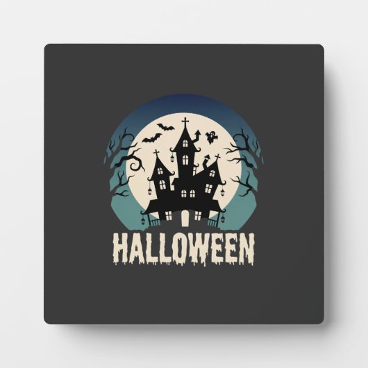 Halloween Spokenhuis Maansverlichte Vector Fotoplaat (Voorkant)